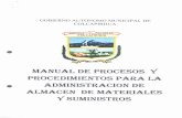 GOBIERNO AUTONOMO MUNICIPAL DE COLCAPIRHUA · 2017. 9. 4. · procedimientos a realizar, el presente Manual de Procesos y Procedimientos Para la Administración de Almacén de Materiales