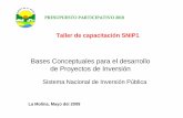 Bases Conceptuales para el desarrollo de Proyectos de …...proyectos de inversión pública no están sujetas a las disposiciones del SNIP. Importancia del SNIP Evolución y perspectivas