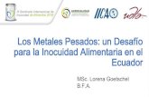 Los Metales Pesados: un Desafío para la Inocuidad ...€¦ · pesados encontrados en alimentos Basado en la aplicación extensiva, toxicidad, distribución y presencia en los alimentos