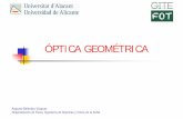 ÓPTICA GEOMÉTRICA · 2016. 4. 25. · Postulados de la Óptica Geométrica La luz se propaga en forma de rayos.Los rayos son emitidos por fuentes luminosas y pueden ser observados
