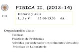 C FISICA II. (2013-14) · 2014. 4. 17. · FISICA II. (2013-14) UCM F II! Horario y Aula L, J y V 12.00-13.30 4A ! Organización Clases Teóricas Prácticas de Problemas Asistidas