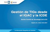 Gestión de TIGs desde el IGAC y la ICDE · 2017. 5. 22. · Mapa Catastral Líneas de Vuelo Cartografía básica IGAC 2100K Información predial áreas homogéneas Construcciones.