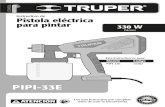 PIPI-33E - Truper3 PIPI-33E 15382 Clase II 60 Hz Pistola eléctrica para pintar 18 AWG x 2C con temperatura de aislamiento de 105 C 30 minutos de trabajo por 15 minutos de descanso.