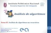 06 Análisis de algoritmos no recursivos · 2020. 7. 6. · •El análisis de complejidad de los algoritmos no recursivos (iterativos) se realiza bajo los principios delpeor caso