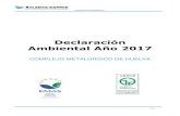 Declaración Ambiental Año 2017 - Atlantic Copper...Declaración Ambiental 2017 8/40 3. Política Ambiental Uno de los principales objetivos de Atlantic Copper es hacer compatible