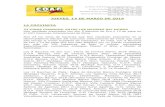 JUEVES, 14 DE MARZO DE 2019 - COAG Canarias€¦ · Dulce 2016 (Bodega Vulcano, D.O Lanzarote), Canari (Bodega El Grifo, D.O. Lanzarote) y Arautava Finca La Habanera Blanco 2018 (Bodega