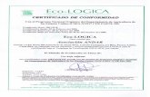 ...CERTFCADO Eco-LOGICA CERTIFICADO DE CONFORMIDAD Con el Programa Nacional Orgánico del Departamento de Agricultura de los Estados Unidos (USDA-NOP)7 CFR PARTE 205. Certificado Num.