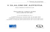 V SLALOM DE AZPEITIA - Euskadiko Automobilismo Federazioa · V Slalom de Azpeitia 27 de Noviembre de 2011 Oztopo bat nahita saltatzea: 30 segundo. Berriro gauza bera egiteak partehartzaileari