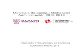 Municipio de Zacapu Michoacán Administración 2015-2018 · 2018. 11. 8. · MUNICIPIO DE ZACAPU MICHOACAN PRESUPUESTO DE EGRESOS PARA EL EJERCICIO FISCAL 2018 Clasificador por Objeto
