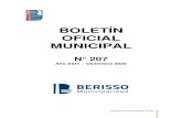 BOLETÍN OFICIAL MUNICIPALberisso.gob.ar/pdfs/boletines-oficiales/Boletin-207.pdfBoletín Oficial Municipal N 207 Diciembre de 2020 4 ORDENANZA N 3747. Convalidar en todos sus términos