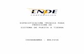 Empresa Nacional de Electricidad Bolivia | ENDE ... · Web viewSISTEMA DE PUESTA A TIERRA COCHABAMBA - BOLIVIA TABLA DE CONTENIDO 1.ALCANCE3 2.DISEÑO3 3.MEDIDA DE RESISTIVIDAD DEL