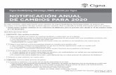 Notificación anual de cambios de Cigna para 2020 · 2019. 11. 13. · Evidencia de cobertura. por correo. Costo 2019 (este año) 2020 (próximo año) Prima mensual del plan . $0