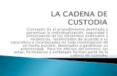 LA CADENA DE CUSTODIA · 2011. 6. 16. · el apoyo al trabajo de investigación. ... rotulado y registro en el Formato de Cadena de Custodia con la identificación del responsable