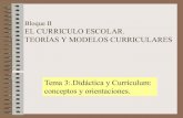 Bloque II EL CURRICULO ESCOLAR. TEORÍAS Y MODELOS CURRICULARES · 2020. 10. 12. · TEORÍAS Y MODELOS CURRICULARES Tema 3:.Didáctica y Currículum: conceptos y orientaciones. DIDÁCTICA