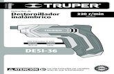 DESI-36 - Truper · 2020. 6. 24. · No maneje la herramienta en ambientes explosivos, como en presencia de líquido, gas o polvo inflamables. Las herramientas eléctricas producen