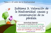 Tema 1. El valor de la biodiversidad · 2017. 10. 5. · Consecuencias de la pérdida de biodiversidad Creación de plagas Aumento a la temperatura del planeta Disminución de los