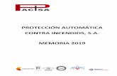 PROTECCIÓN AUTOMÁTICA CONTRA INCENDIOS, S.A. MEMORIA …