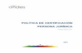 POLÍTICA DE CERTIFICACIÓN PERSONA JURÍDICA