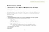 Matemáticas II Unidad 1. Ecuaciones cuadráticas