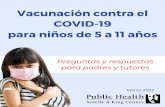 Vacunación contra el COVID 19 para niños de 5 a 11 años