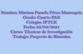 Nombre: Marissa Pamela Pérez Marroquín Grado: Cuarto PAE ...