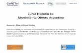 Curso Historia del Movimiento Obrero Argentino