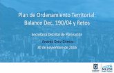 Plan de Ordenamiento Territorial: Balance Dec. 190/04 y Retos
