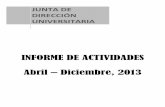 INFORME DE ACTIVIDADES Abril – Diciembre, 2013