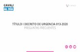 TÍTULO I DECRETO DE URGENCIA 013-2020